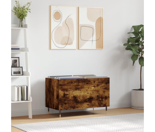 Mueble discos madera contrachapada roble ahumado 74,5x38x48 cm