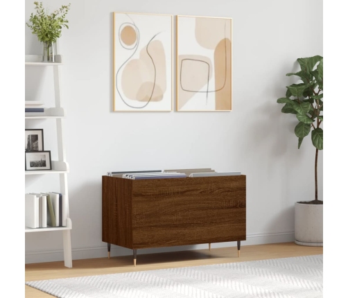 Mueble discos madera contrachapada roble marrón 74,5x38x48 cm