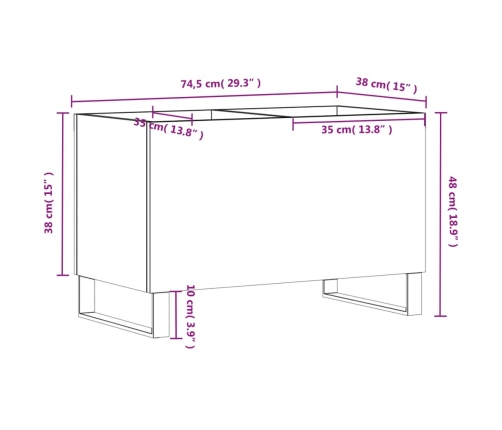 Mueble para discos madera contrachapada blanco 74,5x38x48 cm