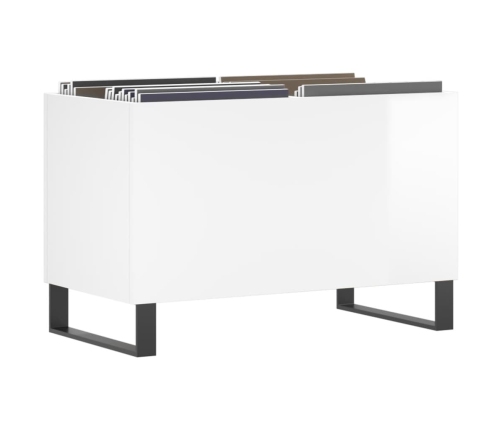 Mueble discos madera contrachapada blanco brillo 74,5x38x48 cm