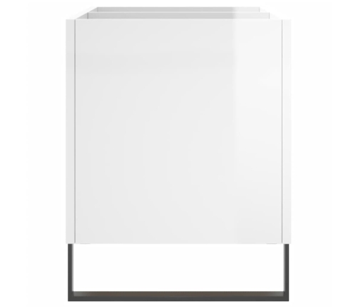 Mueble discos madera contrachapada blanco brillo 74,5x38x48 cm