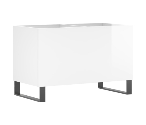 Mueble discos madera contrachapada blanco brillo 74,5x38x48 cm