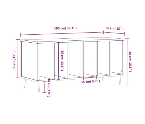 Mueble para discos madera contrachapada blanco 100x38x48 cm