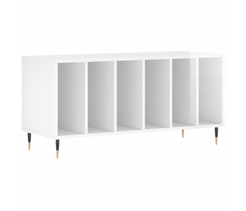 Mueble discos madera contrachapada blanco brillo 100x38x48 cm