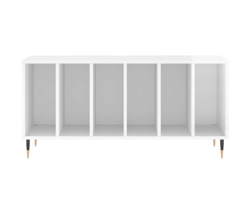 Mueble discos madera contrachapada blanco brillo 100x38x48 cm