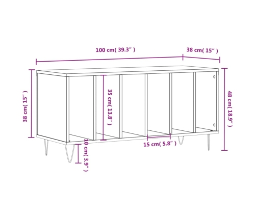 Mueble para discos madera contrachapada blanco 100x38x48 cm