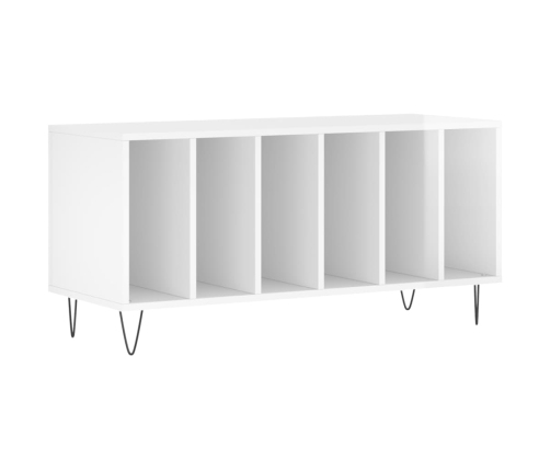 Mueble discos madera contrachapada blanco brillo 100x38x48 cm