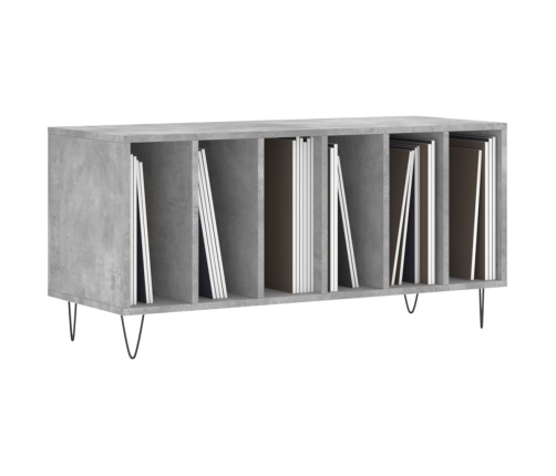 Mueble discos madera contrachapada gris hormigón 100x38x48 cm