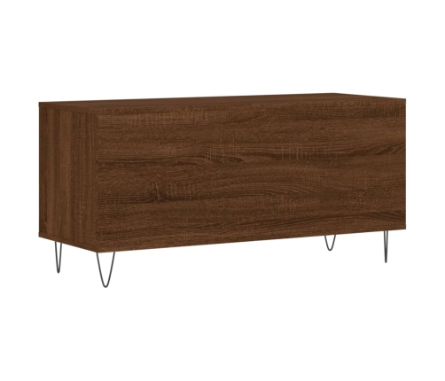 Mueble discos madera contrachapada roble marrón 100x38x48 cm