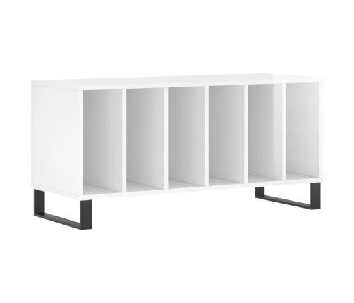 Mueble discos madera contrachapada blanco brillo 100x38x48 cm