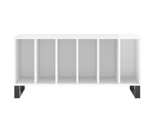 Mueble discos madera contrachapada blanco brillo 100x38x48 cm