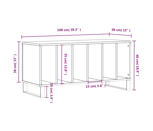 Mueble para discos madera contrachapada gris Sonoma 100x38x48cm