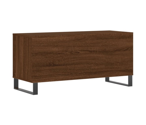 Mueble discos madera contrachapada roble marrón 100x38x48 cm