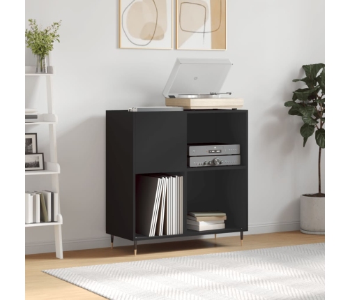 Mueble para discos madera contrachapada negro 84,5x38x89 cm