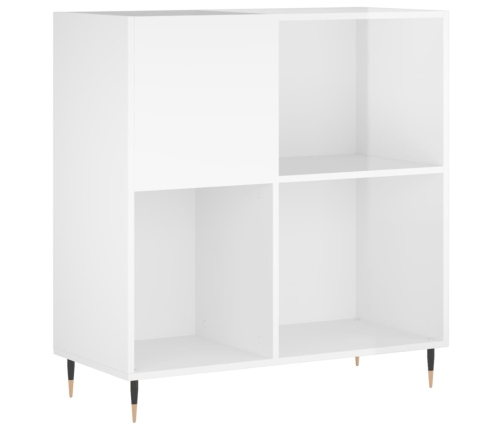 Mueble discos madera contrachapada blanco brillo 84,5x38x89 cm