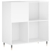 Mueble discos madera contrachapada blanco brillo 84,5x38x89 cm