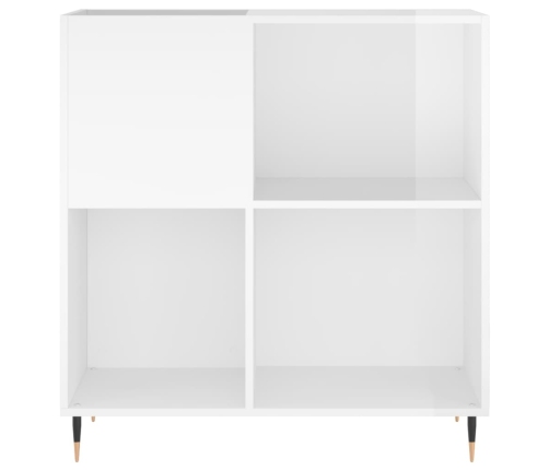 Mueble discos madera contrachapada blanco brillo 84,5x38x89 cm