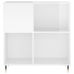 Mueble discos madera contrachapada blanco brillo 84,5x38x89 cm