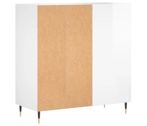 Mueble discos madera contrachapada blanco brillo 84,5x38x89 cm