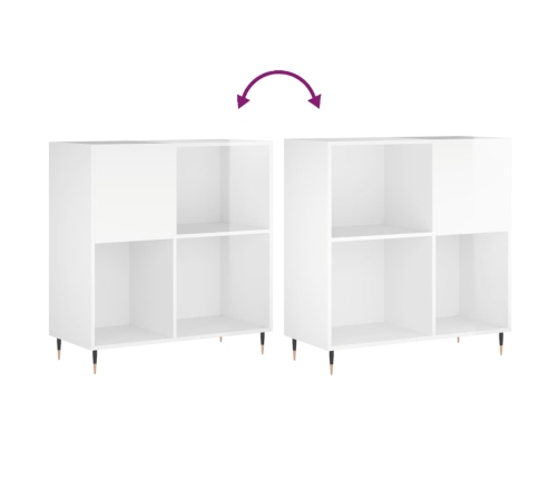 Mueble discos madera contrachapada blanco brillo 84,5x38x89 cm