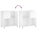 Mueble discos madera contrachapada blanco brillo 84,5x38x89 cm