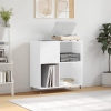 Mueble discos madera contrachapada blanco brillo 84,5x38x89 cm