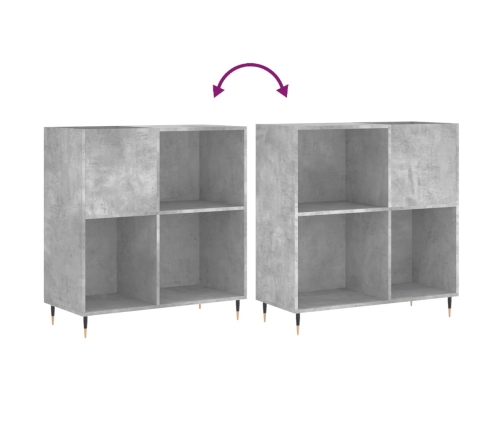 Mueble discos madera contrachapada gris hormigón 84,5x38x89 cm