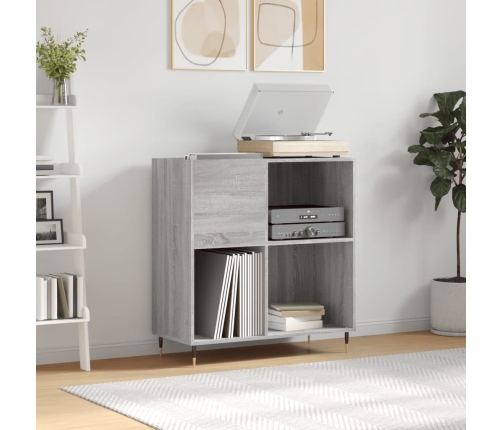 Mueble discos madera contrachapada gris Sonoma 84,5x38x89 cm