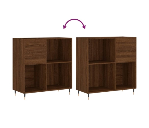 Mueble discos madera contrachapada roble marrón 84,5x38x89 cm