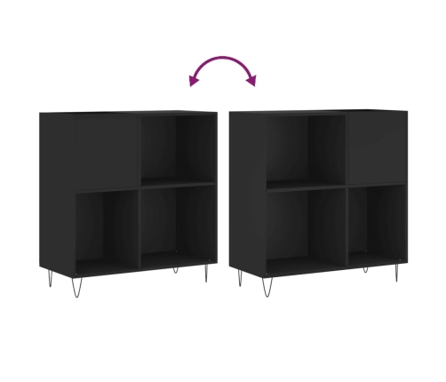 Mueble para discos madera contrachapada negro 84,5x38x89 cm