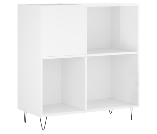 Mueble discos madera contrachapada blanco brillo 84,5x38x89 cm