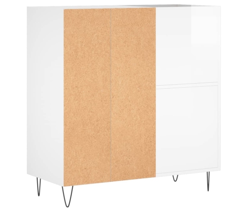 Mueble discos madera contrachapada blanco brillo 84,5x38x89 cm