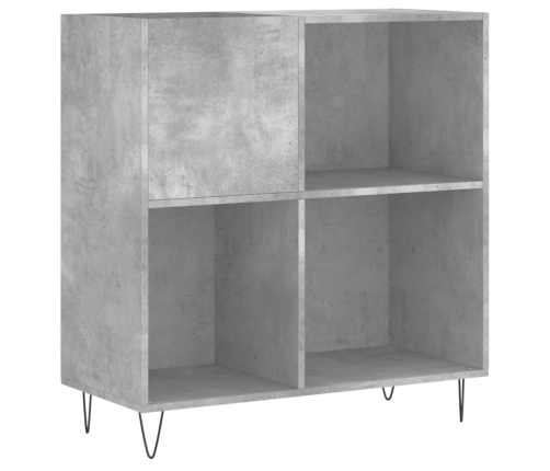 Mueble discos madera contrachapada gris hormigón 84,5x38x89 cm