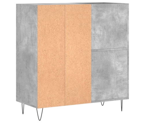 Mueble discos madera contrachapada gris hormigón 84,5x38x89 cm