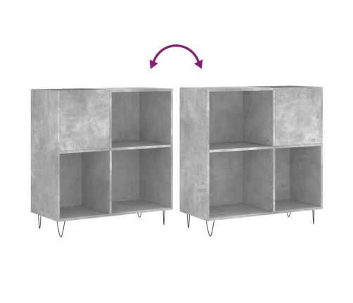 Mueble discos madera contrachapada gris hormigón 84,5x38x89 cm