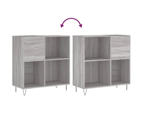 Mueble discos madera contrachapada gris Sonoma 84,5x38x89 cm