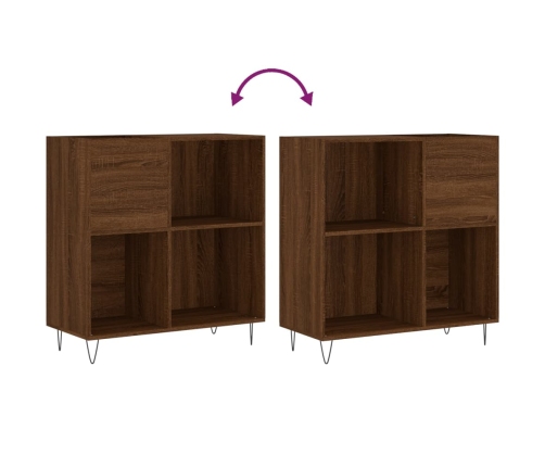 Mueble discos madera contrachapada roble marrón 84,5x38x89 cm