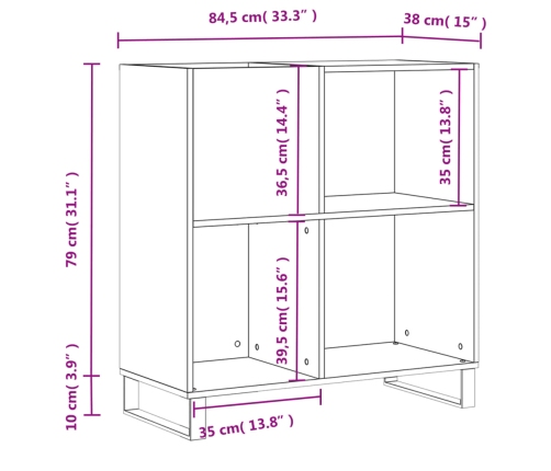 Mueble para discos madera contrachapada blanco 84,5x38x89 cm