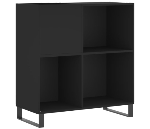 Mueble para discos madera contrachapada negro 84,5x38x89 cm