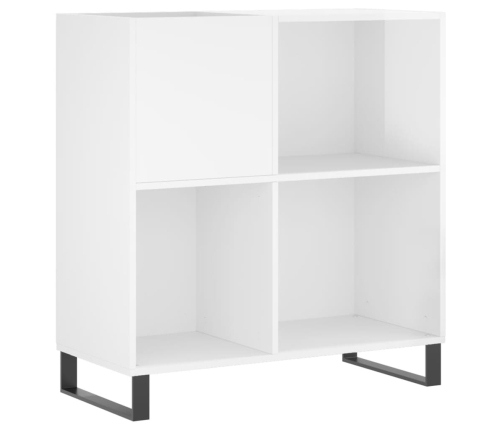 Mueble discos madera contrachapada blanco brillo 84,5x38x89 cm