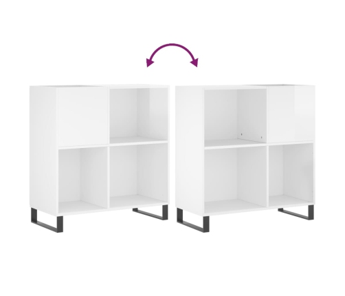 Mueble discos madera contrachapada blanco brillo 84,5x38x89 cm