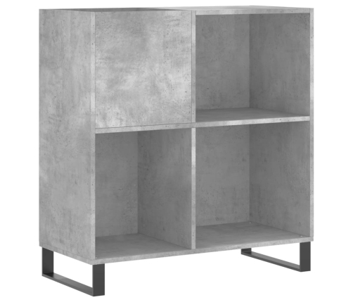 Mueble discos madera contrachapada gris hormigón 84,5x38x89 cm