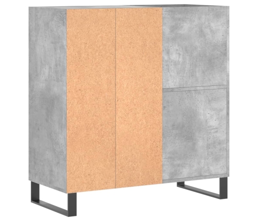 Mueble discos madera contrachapada gris hormigón 84,5x38x89 cm