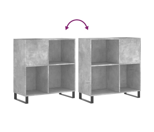 Mueble discos madera contrachapada gris hormigón 84,5x38x89 cm