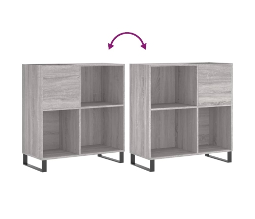 Mueble discos madera contrachapada gris Sonoma 84,5x38x89 cm