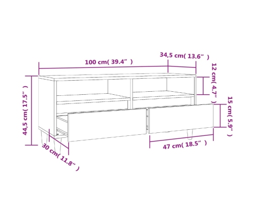 Mueble para TV madera contrachapada blanco 100x34,5x44,5 cm