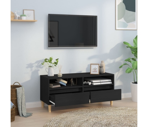 Mueble de TV madera contrachapada negro 100x34,5x44,5 cm