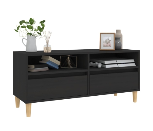 Mueble de TV madera contrachapada negro 100x34,5x44,5 cm