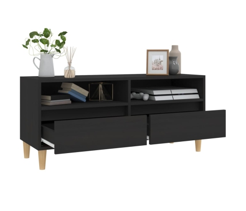 Mueble de TV madera contrachapada negro 100x34,5x44,5 cm