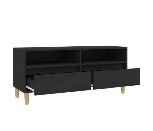 Mueble de TV madera contrachapada negro 100x34,5x44,5 cm